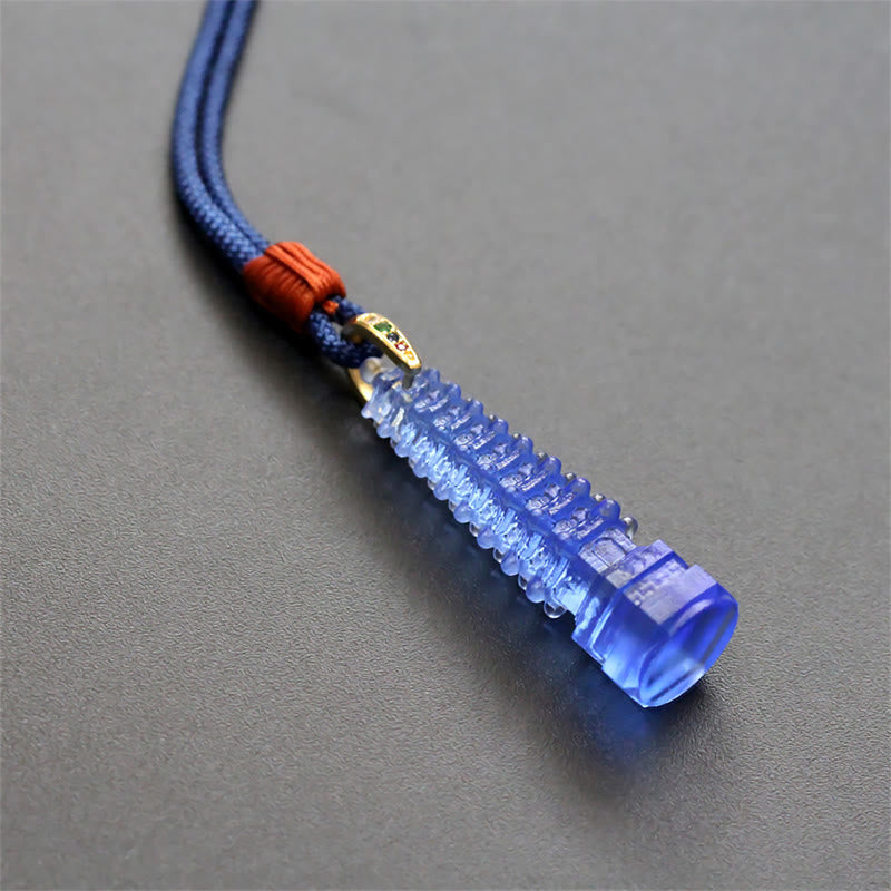 Collier de sagesse de la pagode antique Liuli avec Buddha Stones