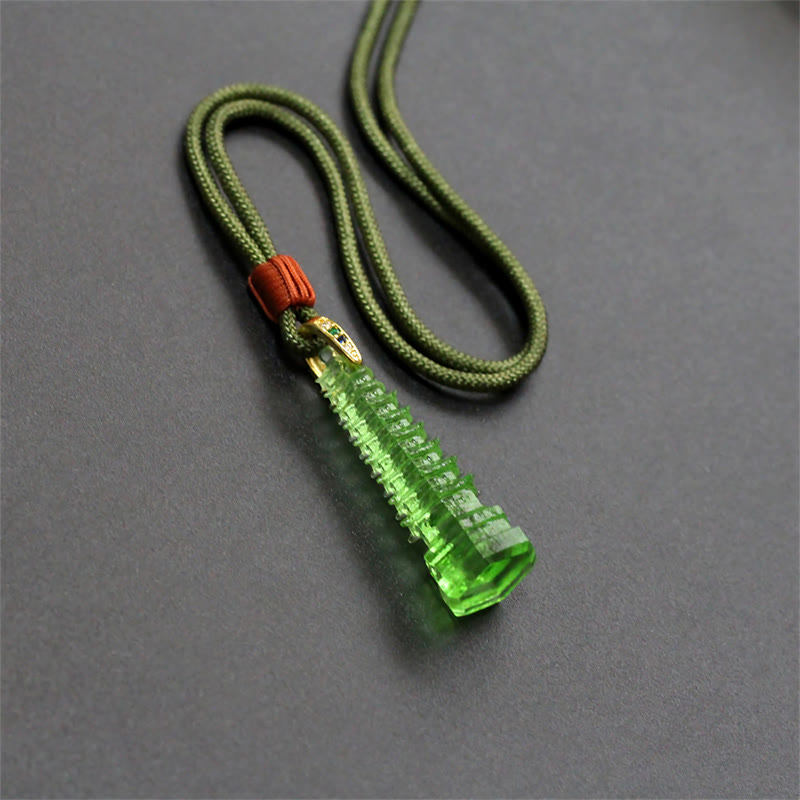 Collier de sagesse de la pagode antique Liuli avec Buddha Stones