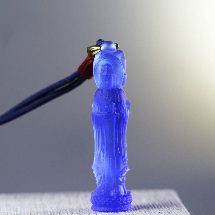Collier d'harmonie Buddha Stones Avalokitesvara Bouddha Liuli - Bleu (longueur du collier : 45 cm) - image 6