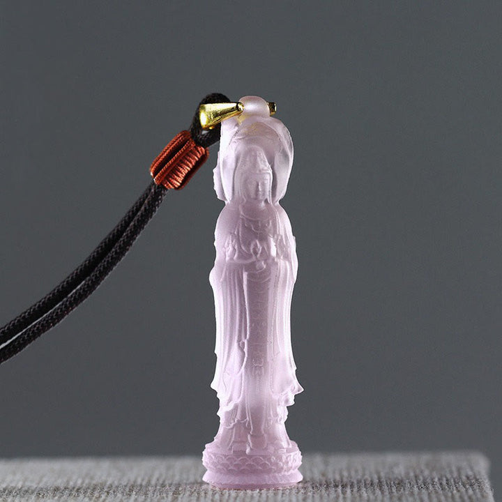 Collier d'harmonie Buddha Stones Avalokitesvara Bouddha Liuli - Rose (longueur du collier : 45 cm) - image 7