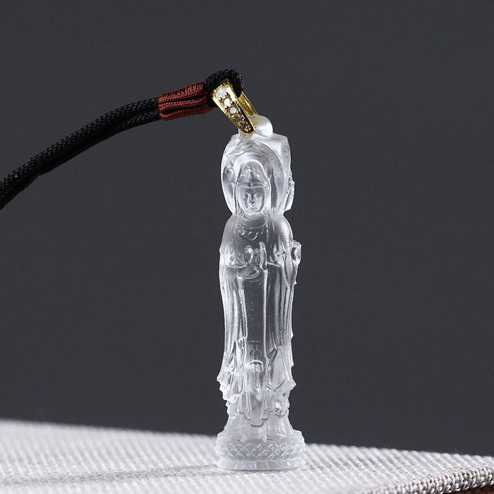 Collier d'harmonie Buddha Stones Avalokitesvara Bouddha Liuli - Blanc (longueur du collier : 45 cm) - image 5