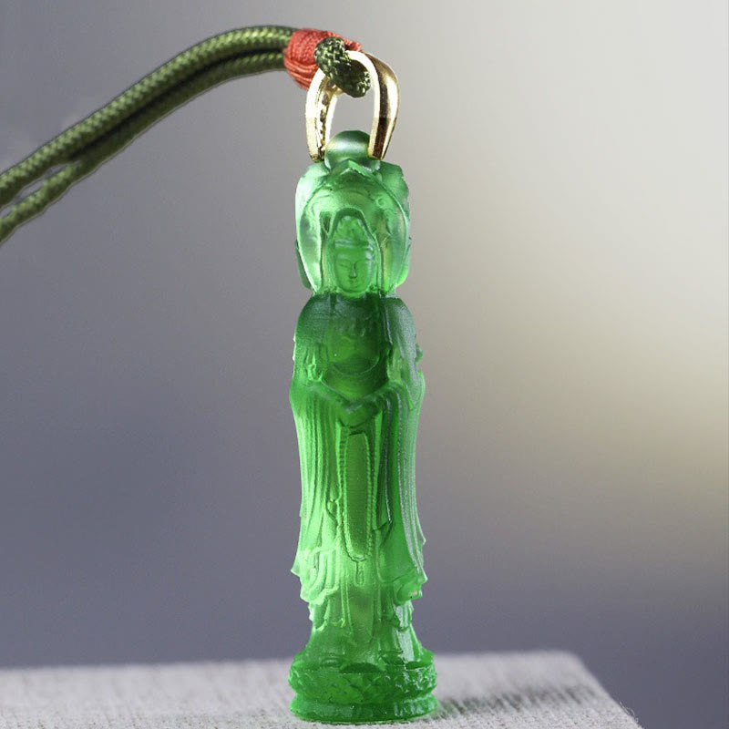 Collier d'harmonie Buddha Stones Avalokitesvara Bouddha Liuli - Vert (longueur du collier : 45 cm) - image 8