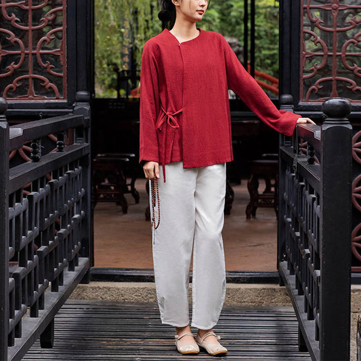 Veste à manches longues Buddha Stones Chemise Haut Pantalon large Vêtements de méditation Zen Tai Chi Yoga