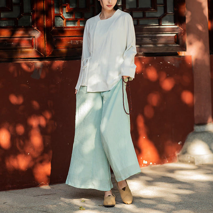 Veste à manches longues Buddha Stones Chemise Haut Pantalon large Vêtements de méditation Zen Tai Chi Yoga