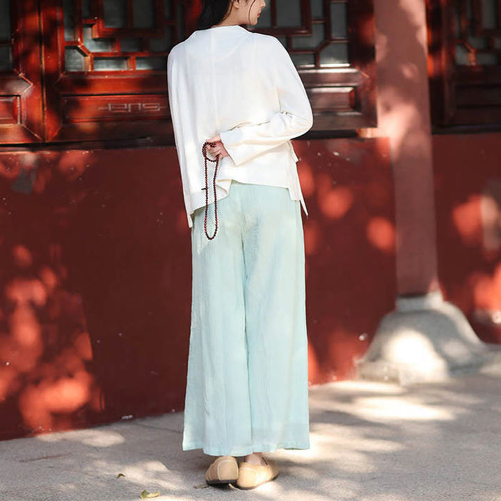Veste à manches longues Buddha Stones Chemise Haut Pantalon large Vêtements de méditation Zen Tai Chi Yoga