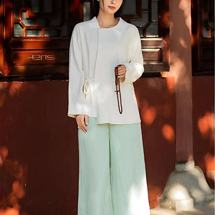 Veste à manches longues Buddha Stones Chemise Haut Pantalon large Vêtements de méditation Zen Tai Chi Yoga