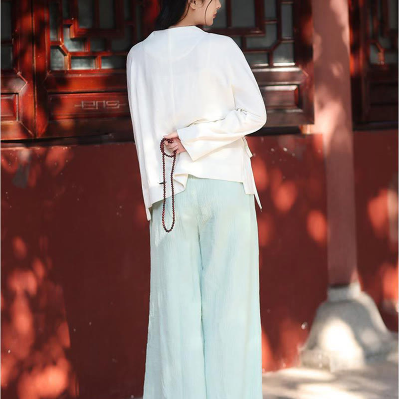 Veste à manches longues Buddha Stones Chemise Haut Pantalon large Vêtements de méditation Zen Tai Chi Yoga