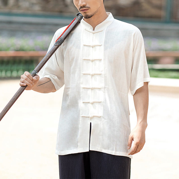 Ensemble de vêtements unisexe avec boutons en forme de grenouille et Buddha Stones, couleur unie, méditation, prière, spirituel, zen, tai-chi, qigong