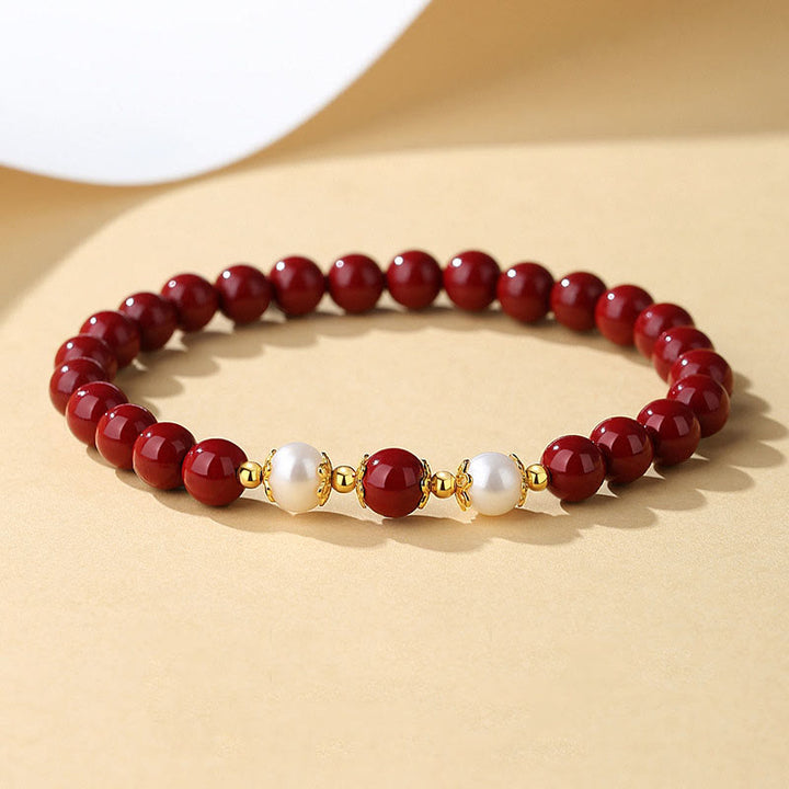 Ensemble de bijoux Buddha Stones, pendentif, bracelet et boucles d'oreilles en argent sterling 925 et perles de cinabre naturelles
