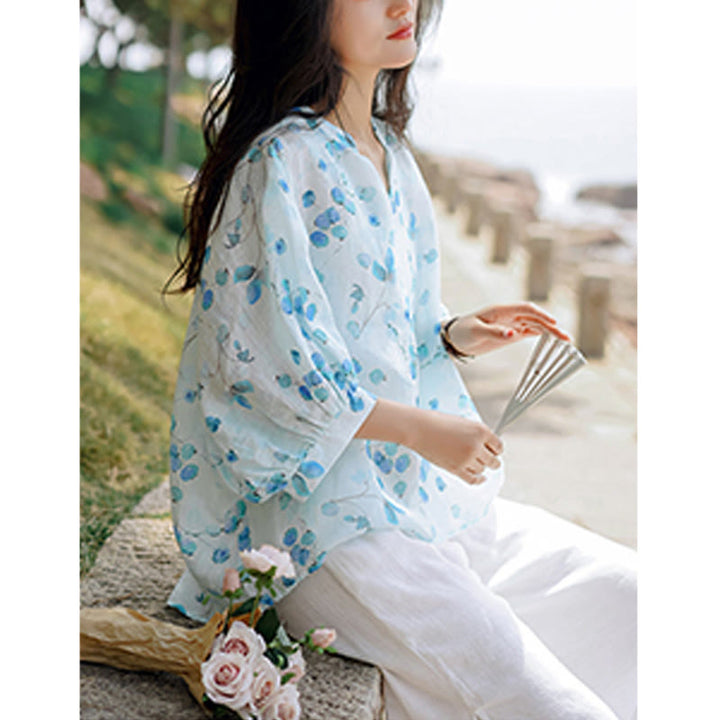 T-shirt ample à manches lanternes avec motif de fruits et de Buddha Stones - image 6