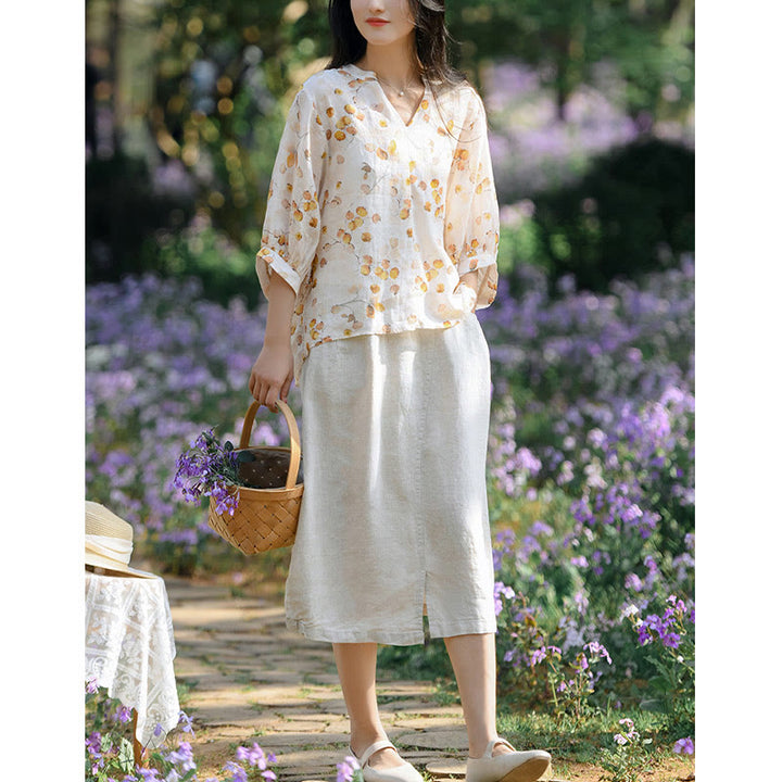 T-shirt ample à manches lanternes avec motif de fruits et de Buddha Stones - image 13