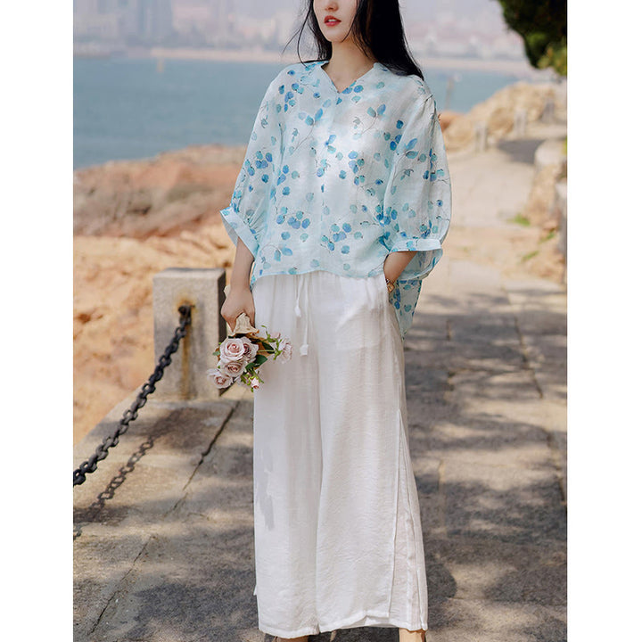 T-shirt ample à manches lanternes avec motif de fruits et de Buddha Stones - image 7