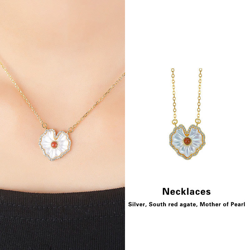 Ensemble de bijoux en argent sterling 925 avec boucles d'oreilles et collier en pierre de Tridacna en forme de cœur et d'agate rouge et de lazurite