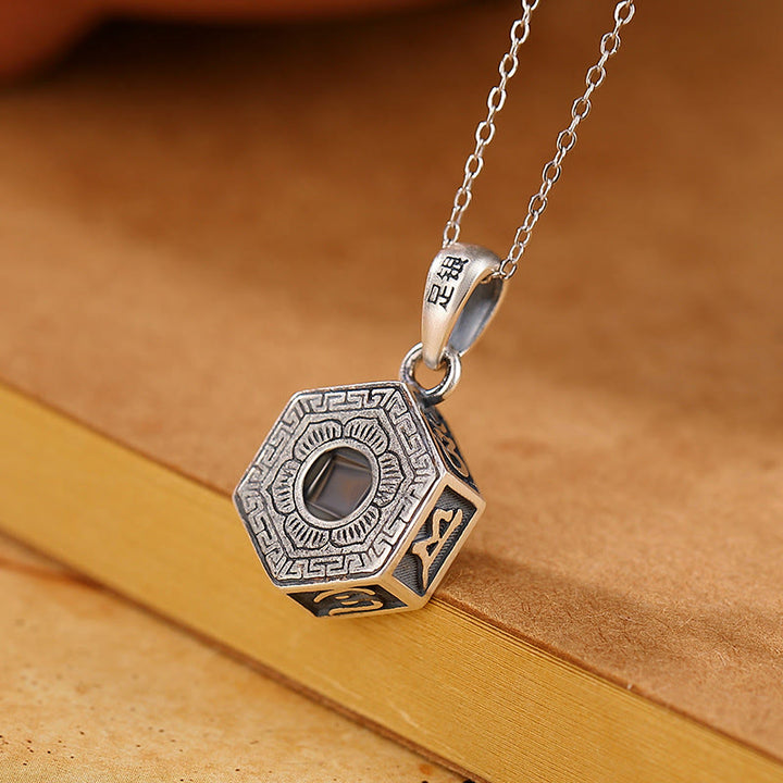 Buddha Stones Collier avec pendentif en argent sterling 990 tibétain Om Mani Padme Hum avec projection d'amour de lotus - image 4