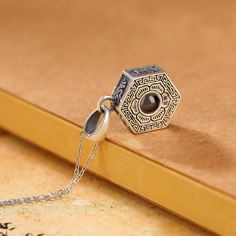 Buddha Stones Collier avec pendentif en argent sterling 990 tibétain Om Mani Padme Hum avec projection d'amour de lotus