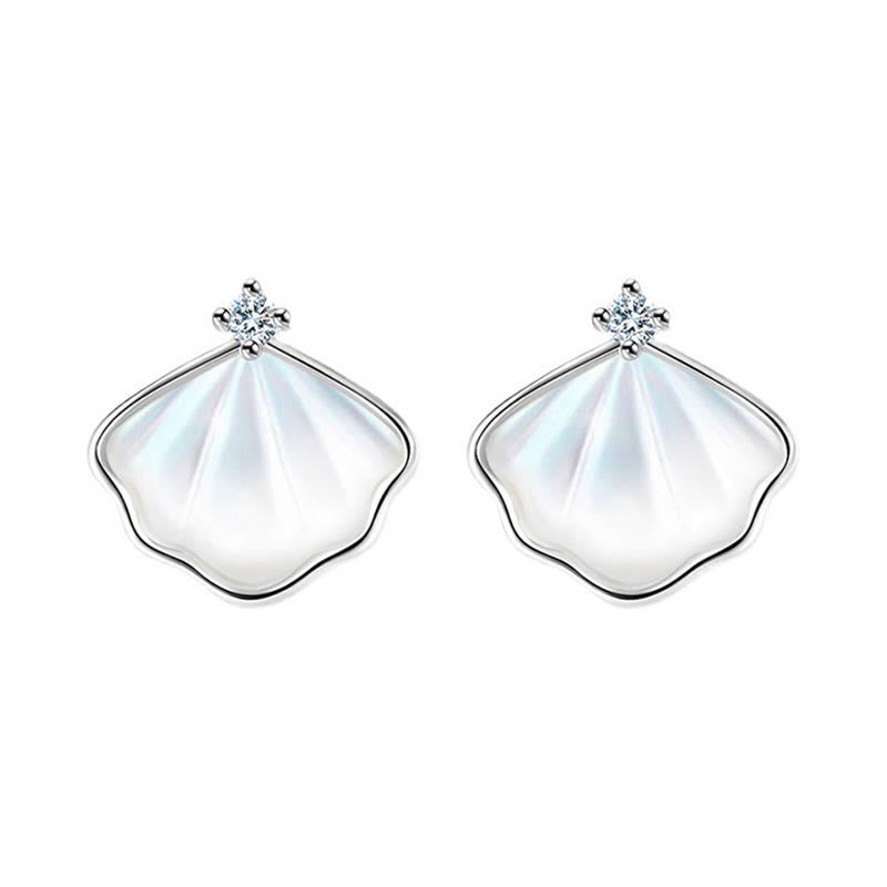 Ensemble de bijoux en argent sterling 925 avec pendentif et bracelet en pierre de Tridacna et coquillage de Buddha Stones - Argent - Boucles d'oreilles - image 10