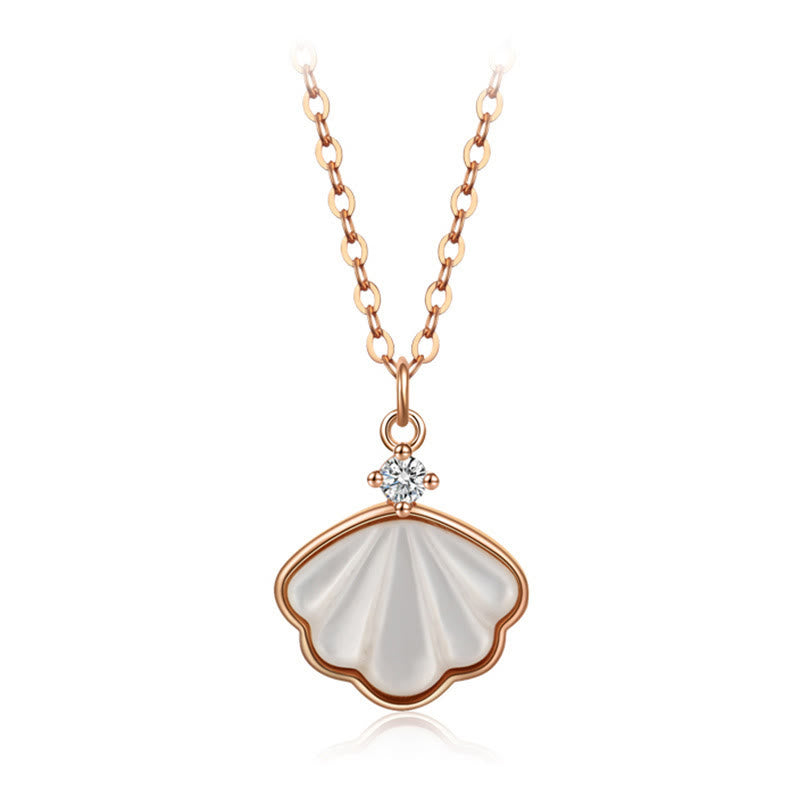 Ensemble de bijoux en argent sterling 925 avec pendentif et bracelet en pierre de Tridacna et coquillage de Buddha Stones