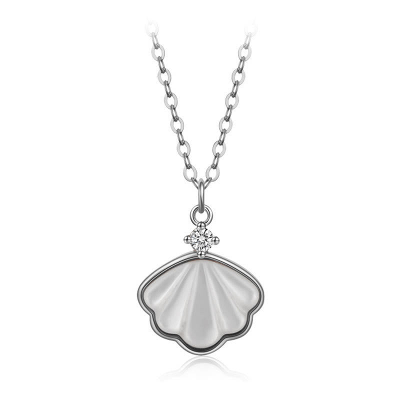 Ensemble de bijoux en argent sterling 925 avec pendentif et bracelet en pierre de Tridacna et coquillage de Buddha Stones