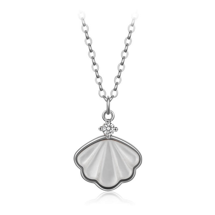 Ensemble de bijoux en argent sterling 925 avec pendentif et bracelet en pierre de Tridacna et coquillage de Buddha Stones