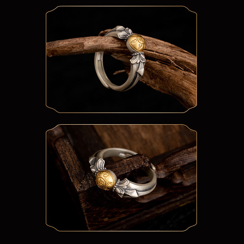 Bague ajustable en argent sterling 925 Buddha Stones Manjusri Mantra Om Mani Padme Hum Peace - image 4