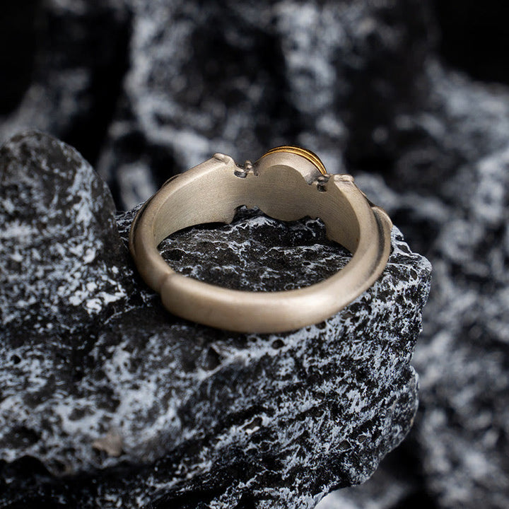 Bague ajustable en argent sterling 925 Buddha Stones Manjusri Mantra Om Mani Padme Hum Peace - image 3