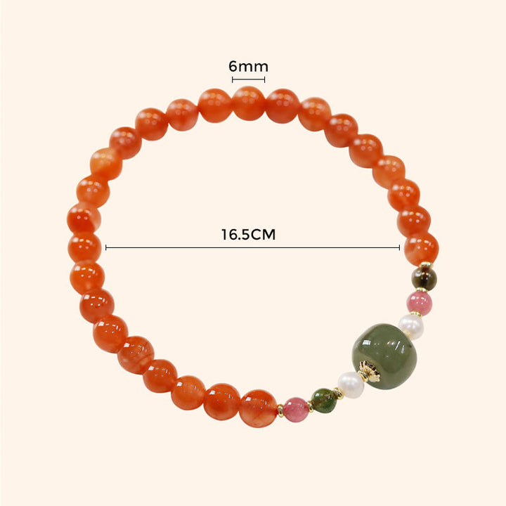Bracelet de confiance et de calme en perles de jade Hetian en agate rouge naturelle de Buddha Stones