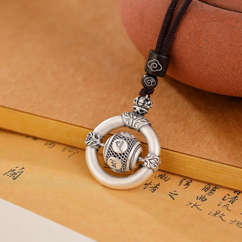 Collier avec pendentif en corde gravé Om Mani Padme Hum en argent sterling 999 Buddha Stones