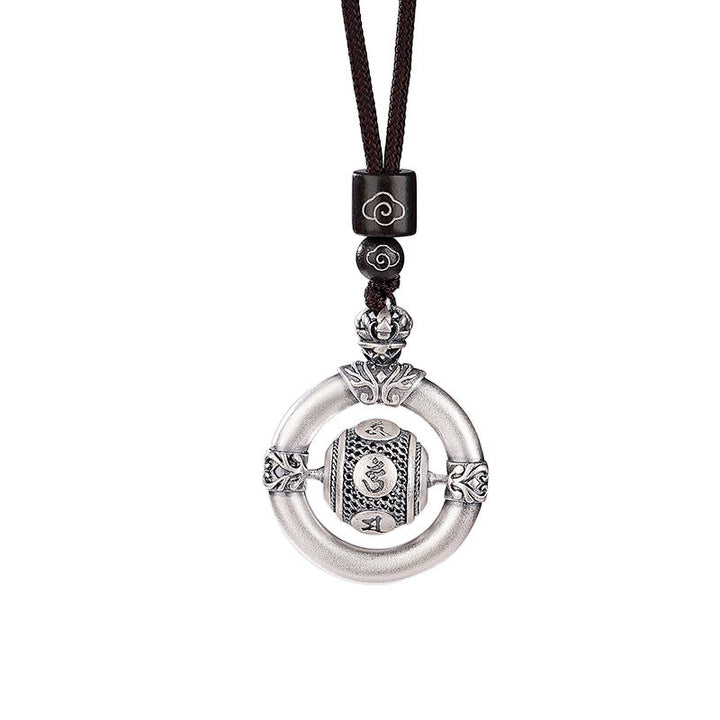 Collier avec pendentif en corde gravé Om Mani Padme Hum en argent sterling 999 Buddha Stones
