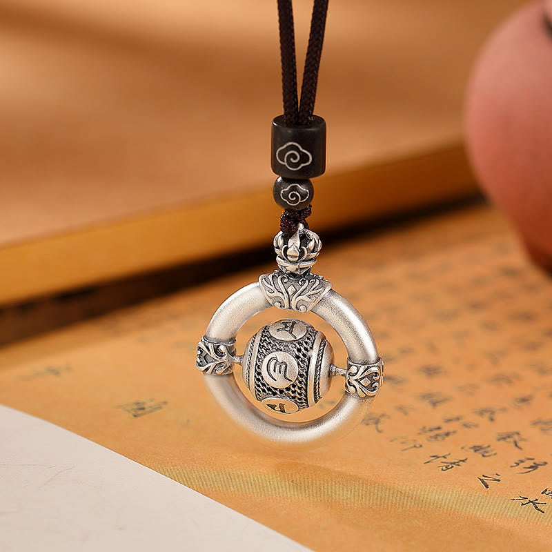 Collier avec pendentif en corde gravé Om Mani Padme Hum en argent sterling 999 Buddha Stones