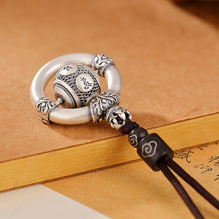 Collier avec pendentif en corde gravé Om Mani Padme Hum en argent sterling 999 Buddha Stones