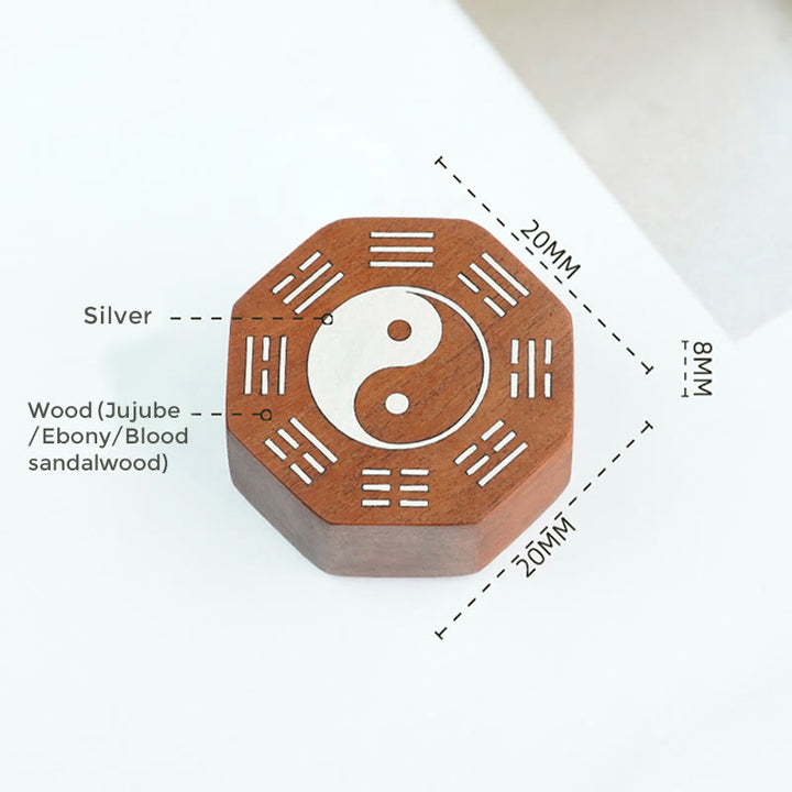 Bracelet de protection de la Grande Ourse en Buddha Stones, petite feuille, bois de santal rouge, bois de jujubier, bois d'ébène, incrustation d'argent, Yin Yang, Bagua