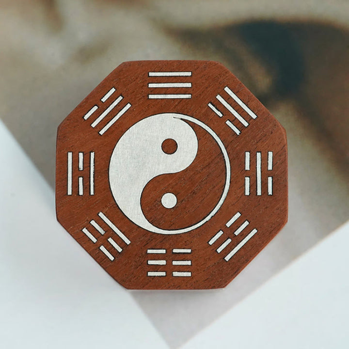 Bracelet de protection de la Grande Ourse en Buddha Stones, petite feuille, bois de santal rouge, bois de jujubier, bois d'ébène, incrustation d'argent, Yin Yang, Bagua