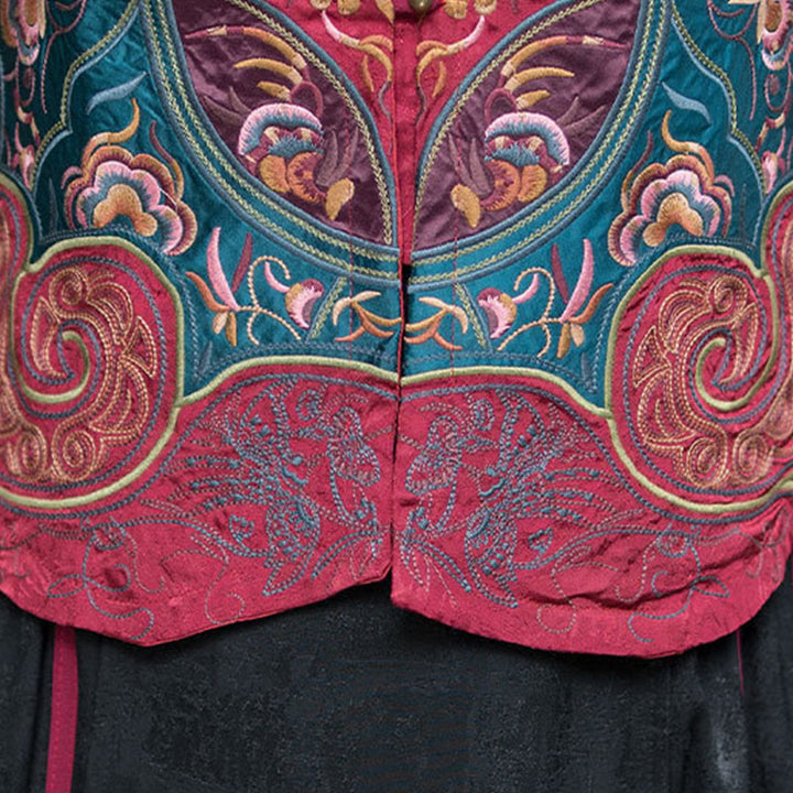 Gilet sans manches avec broderie de fleurs style vintage et Buddha Stones - image 24