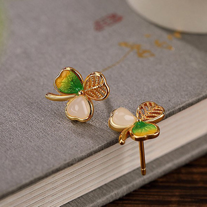 Buddha Stones en jade Hetian porte-bonheur et trèfle