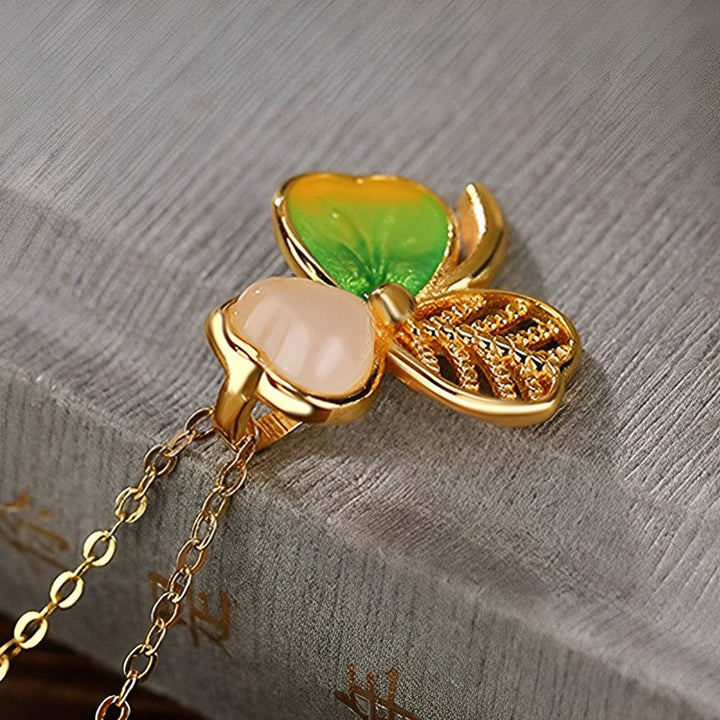 Buddha Stones en jade Hetian porte-bonheur et trèfle