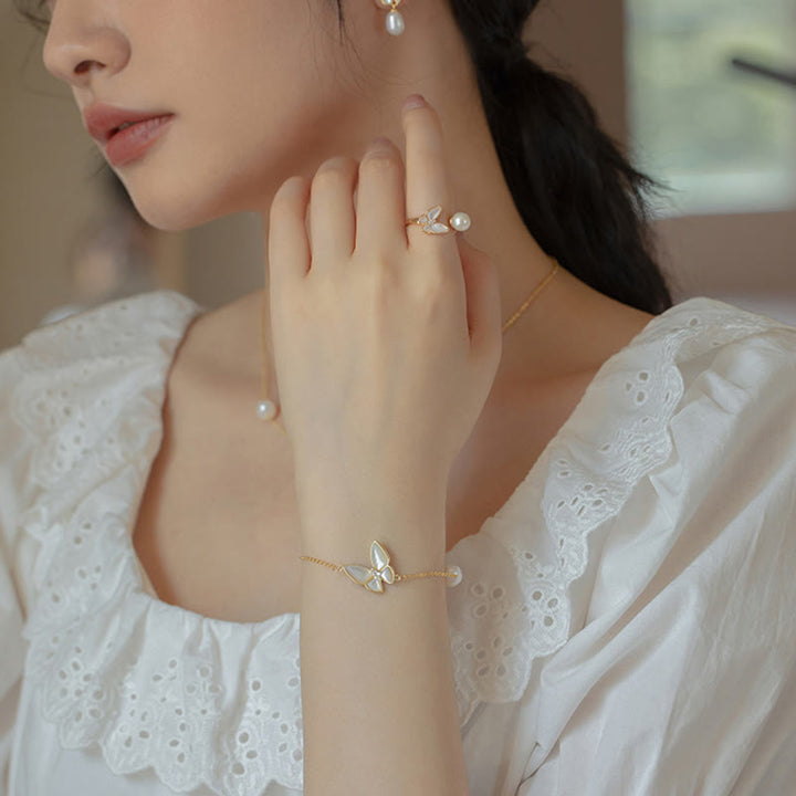 Ensemble de boucles d'oreilles, collier, bracelet, pendentif, bague, collier, pendentif, pierre de Tridacna, perles, cuivre plaqué or 14 carats , Buddha Stones