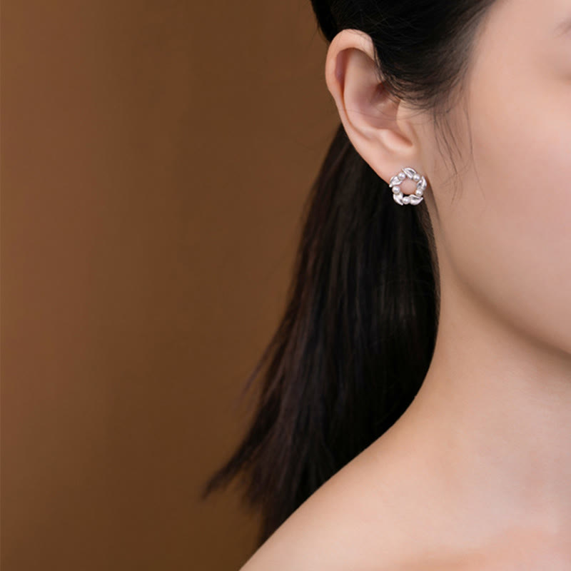 Ensemble de boucles d'oreilles, collier, pendentif, bague et bague en argent sterling 925 avec perles et feuilles de Buddha Stones - image 4