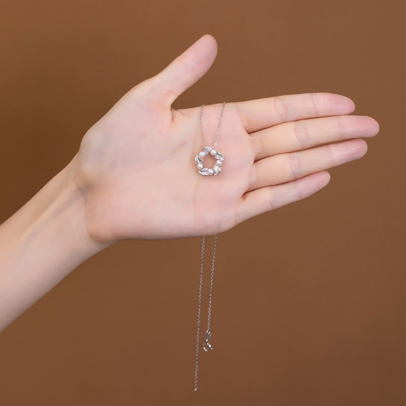 Ensemble de boucles d'oreilles, collier, pendentif, bague et bague en argent sterling 925 avec perles et feuilles de Buddha Stones - image 2