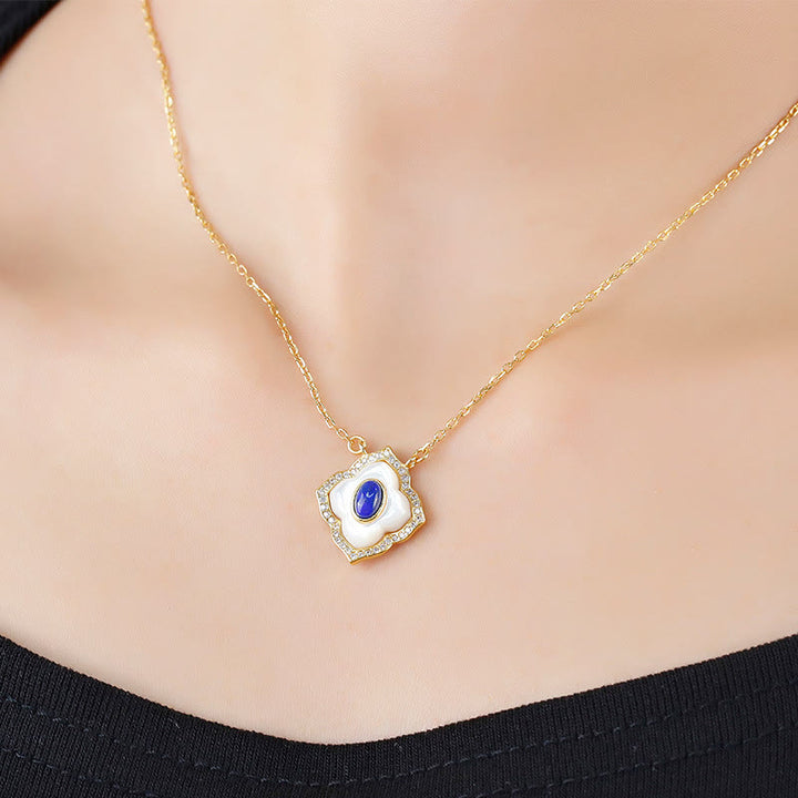 Ensemble de bijoux avec boucles d'oreilles, collier et pendentif en argent Buddha Stones 925 avec pierre de tridacna et lazurite prismatique - image 3