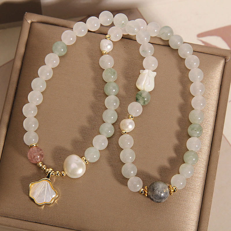Bracelet porte-bonheur double couche en jade et Buddha Stones
