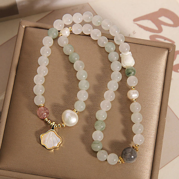 Bracelet porte-bonheur double couche en jade et Buddha Stones