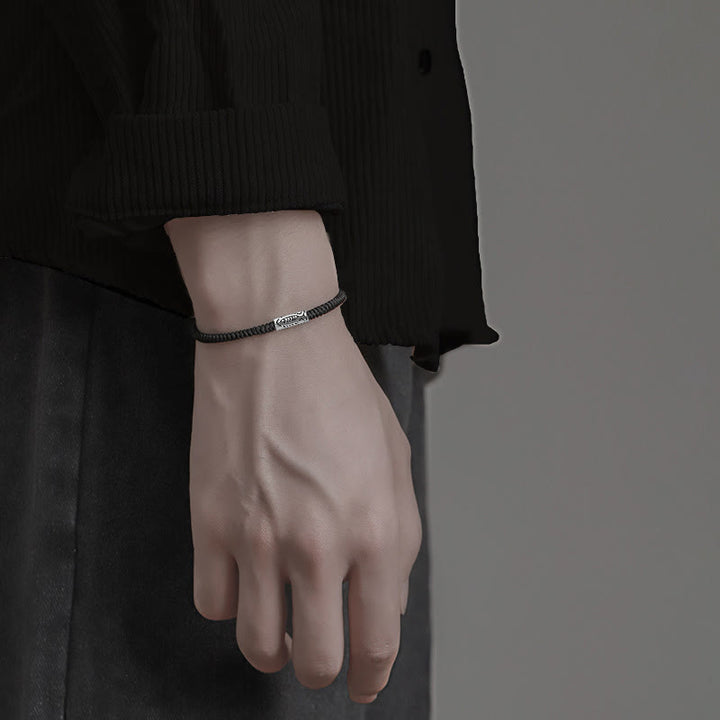 Bracelet en corde noire Buddha Stones et poisson koï du Tibet