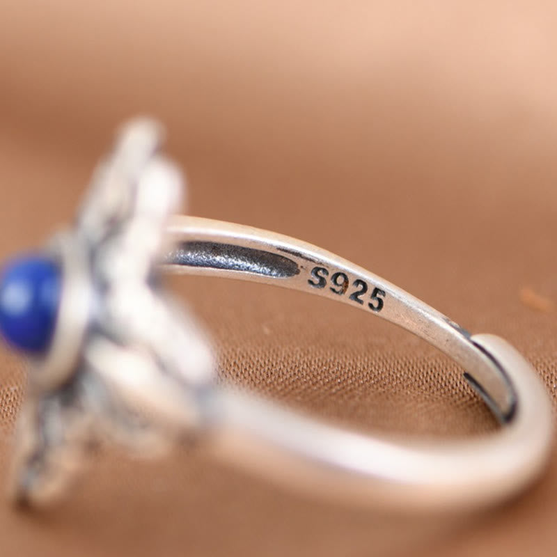 Bague ajustable positive en argent sterling 925 avec lazurite naturelle de Buddha Stones Tibet - image 6