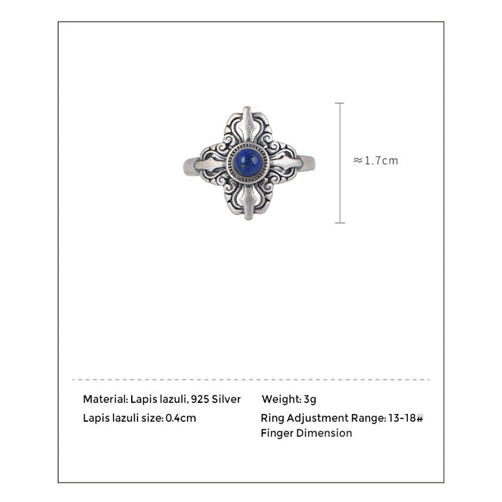 Bague ajustable positive en argent sterling 925 avec lazurite naturelle de Buddha Stones Tibet - image 8