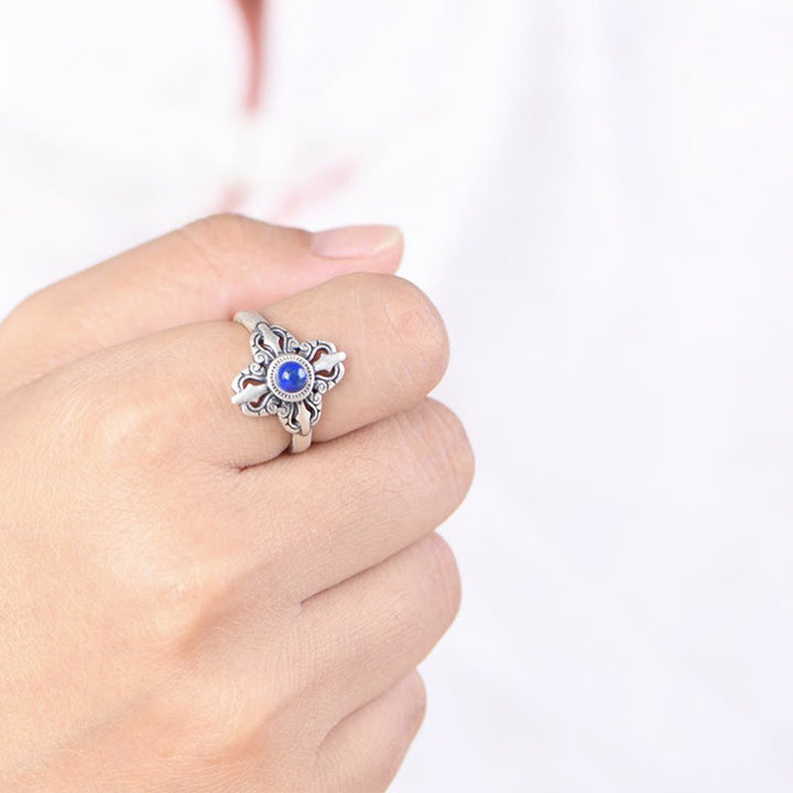 Bague ajustable positive en argent sterling 925 avec lazurite naturelle de Buddha Stones Tibet - image 4