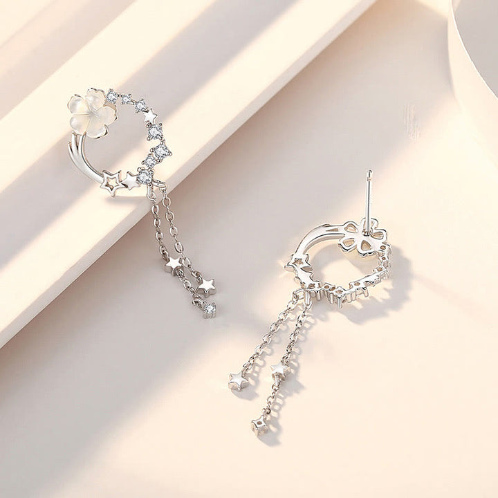 Ensemble de boucles d'oreilles et collier avec pendentif en forme de fleur et de papillon en argent sterling 925 avec Buddha Stones