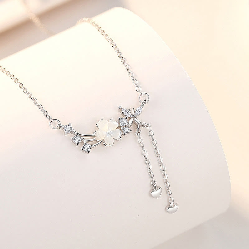 Ensemble de boucles d'oreilles et collier avec pendentif en forme de fleur et de papillon en argent sterling 925 avec Buddha Stones