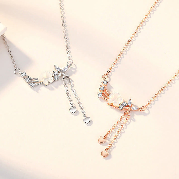 Ensemble de boucles d'oreilles et collier avec pendentif en forme de fleur et de papillon en argent sterling 925 avec Buddha Stones - image 5