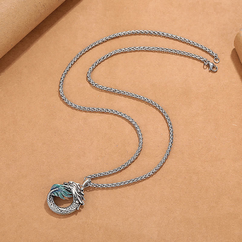 Collier tibétain en cuivre avec Buddha Stones et force du dragon