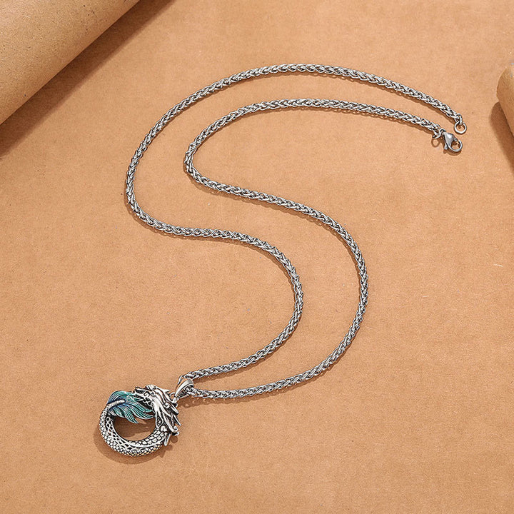 Collier tibétain en cuivre avec Buddha Stones et force du dragon